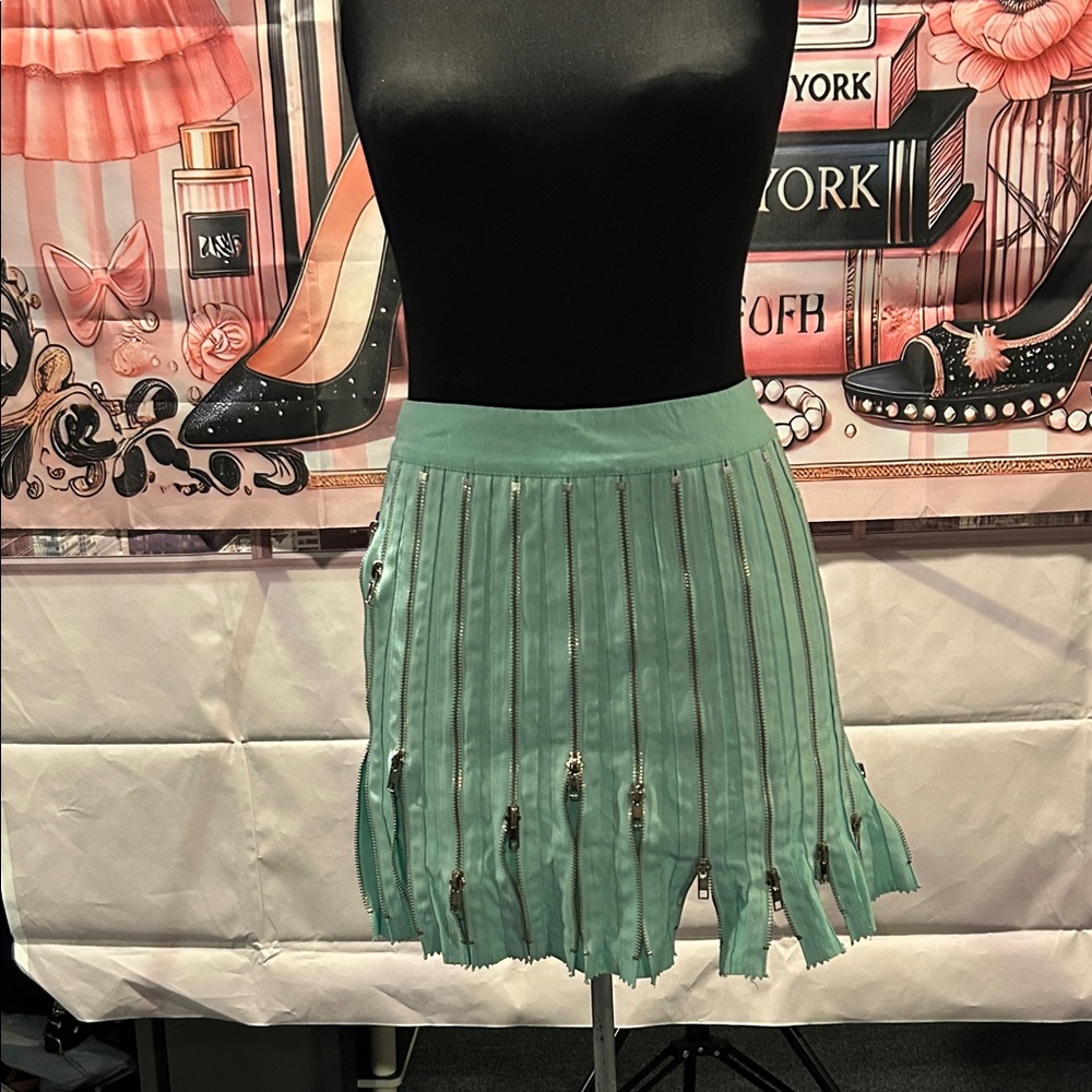 Hot & Delicious Teal Zipper Skater Skirt
